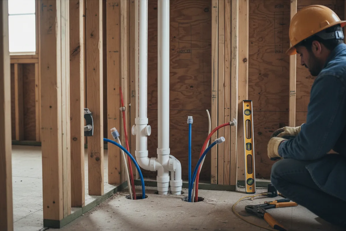 Drain and supply rough-in during Sump Pump Repair in Scott