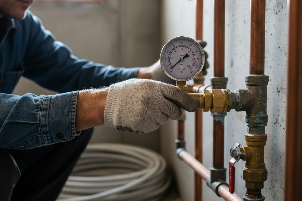 Pressure testing a repaired line during Water Line Repair in Scott